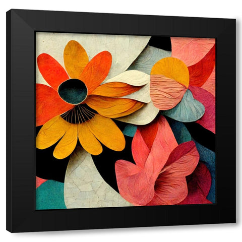 Paper Flowers 7 Black Modern Wood Framed Art Print with Double Matting by Screendoor