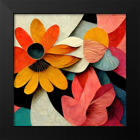 Paper Flowers 7 Black Modern Wood Framed Art Print by Screendoor