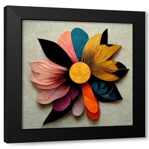 Paper Flowers 8 Black Modern Wood Framed Art Print with Double Matting by Screendoor