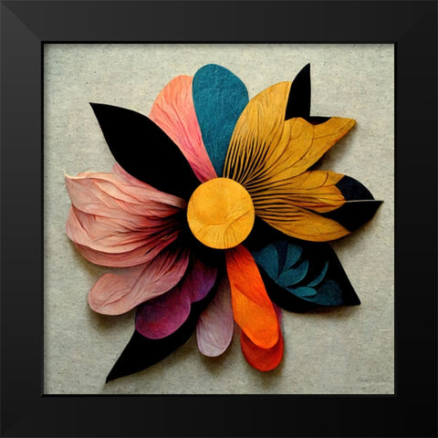 Paper Flowers 8 Black Modern Wood Framed Art Print by Screendoor