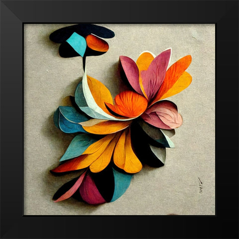 Paper Flowers 9 Black Modern Wood Framed Art Print by Screendoor