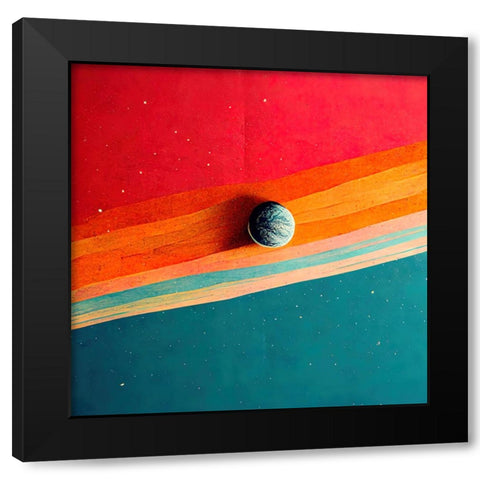 Rainbow Planet 2 Black Modern Wood Framed Art Print with Double Matting by Screendoor