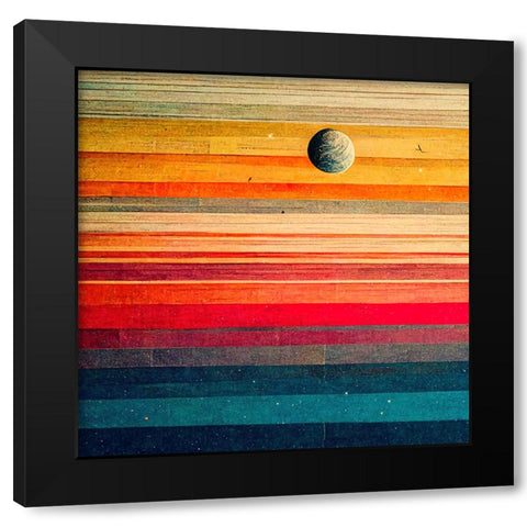 Rainbow Planet 3 Black Modern Wood Framed Art Print with Double Matting by Screendoor