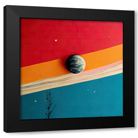 Rainbow Planet 5 Black Modern Wood Framed Art Print with Double Matting by Screendoor