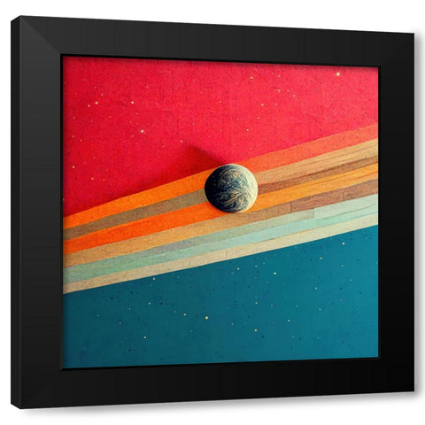 Rainbow Planet Black Modern Wood Framed Art Print by Screendoor