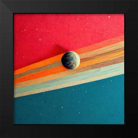 Rainbow Planet Black Modern Wood Framed Art Print by Screendoor