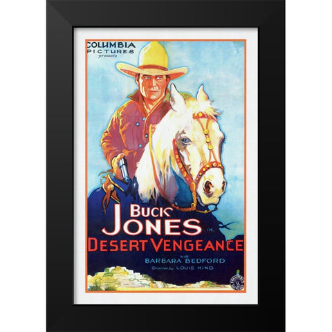 Buck Jones Desert Vengeance Black Modern Wood Framed Art Print by Screendoor