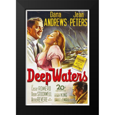 Deep Waters Black Modern Wood Framed Art Print by Screendoor