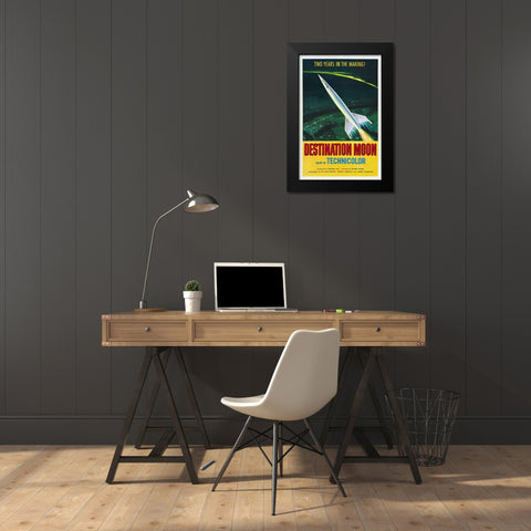 Destination Moon Black Modern Wood Framed Art Print by Screendoor