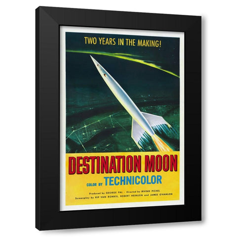 Destination Moon Black Modern Wood Framed Art Print with Double Matting by Screendoor