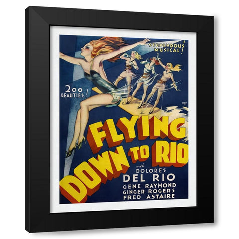 Flying Down To Rio Black Modern Wood Framed Art Print by Screendoor
