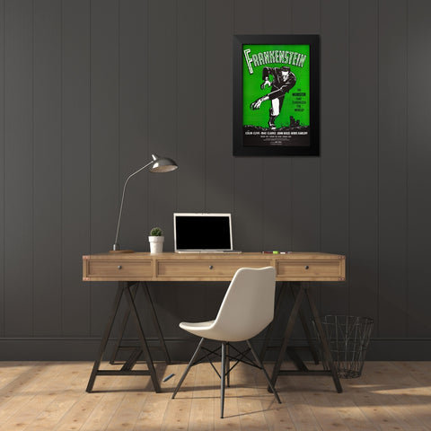 Frankenstein the Monster Black Modern Wood Framed Art Print by Screendoor