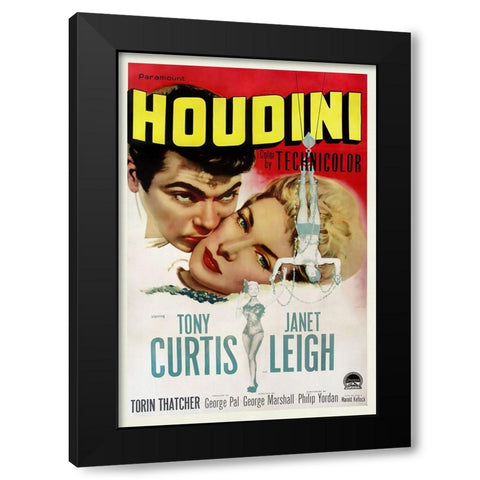 Houdini Black Modern Wood Framed Art Print by Screendoor