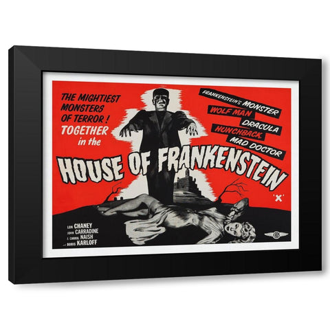 House Of Frankenstein Black Modern Wood Framed Art Print by Screendoor