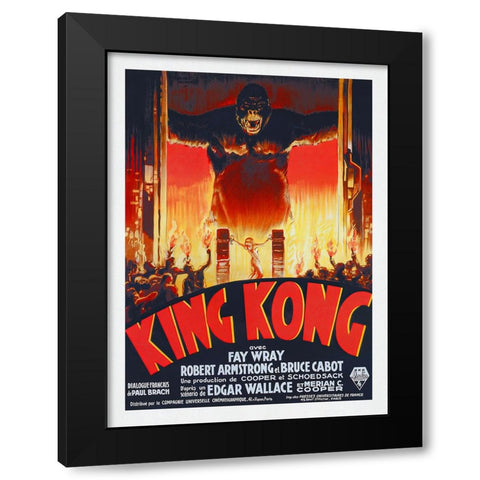 King Kong Black Modern Wood Framed Art Print with Double Matting by Screendoor