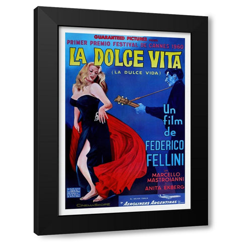 La Dolce Vita Black Modern Wood Framed Art Print by Screendoor