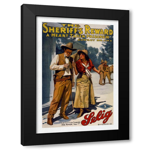 The Sheriffs Reward Black Modern Wood Framed Art Print by Screendoor