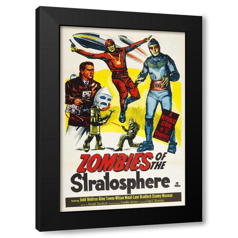 Zombies of the Stratosphere Black Modern Wood Framed Art Print with Double Matting by Screendoor