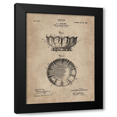 Patent Document of a Dish Black Modern Wood Framed Art Print by CAG