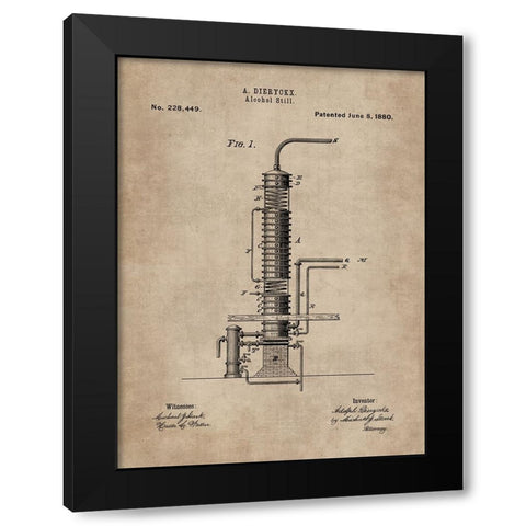 Patent Document of an Alcohol Still Black Modern Wood Framed Art Print with Double Matting by CAG