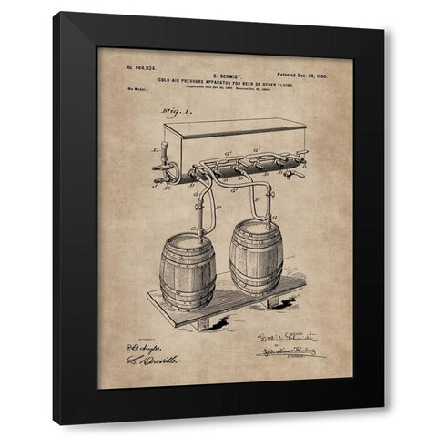 Patent Document of a Cold Air Pressure Apparatus for Beer Black Modern Wood Framed Art Print with Double Matting by CAG
