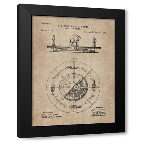 Patent Document of a Merry-Go-Round Black Modern Wood Framed Art Print with Double Matting by CAG