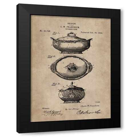 Patent Document of a Covered Dish Black Modern Wood Framed Art Print by CAG