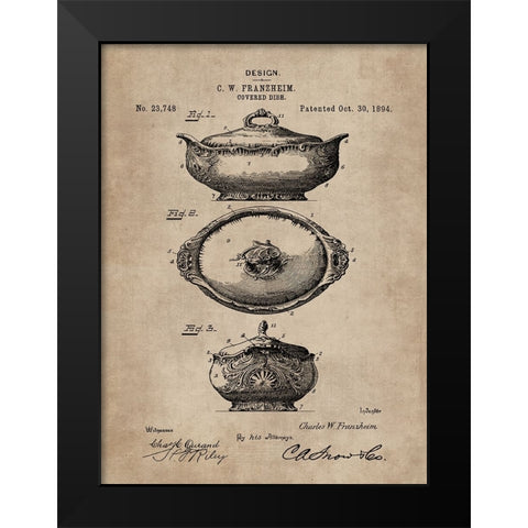 Patent Document of a Covered Dish Black Modern Wood Framed Art Print by CAG