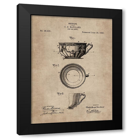 Patent Document of a Cup or Bowl Black Modern Wood Framed Art Print with Double Matting by CAG