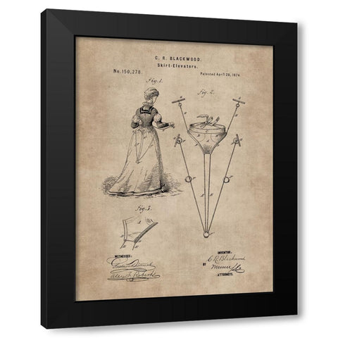 Patent Document of a Skirt Elevator Black Modern Wood Framed Art Print with Double Matting by CAG