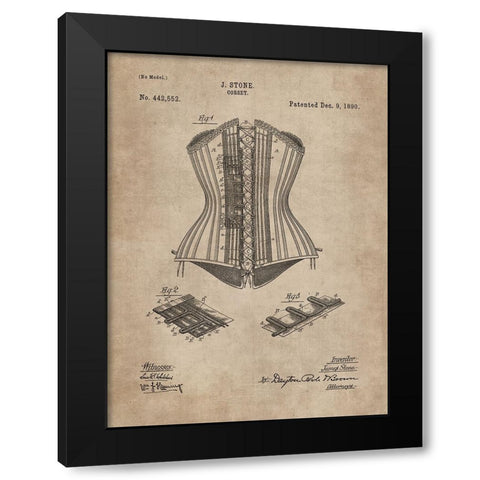Patent Document of a Corset Black Modern Wood Framed Art Print with Double Matting by CAG