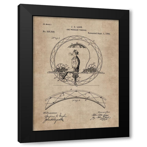 Patent Document of a One Wheeled Vehicle Black Modern Wood Framed Art Print with Double Matting by CAG