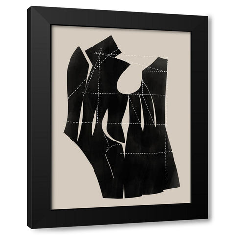 Stitch II Black Modern Wood Framed Art Print with Double Matting by CAG