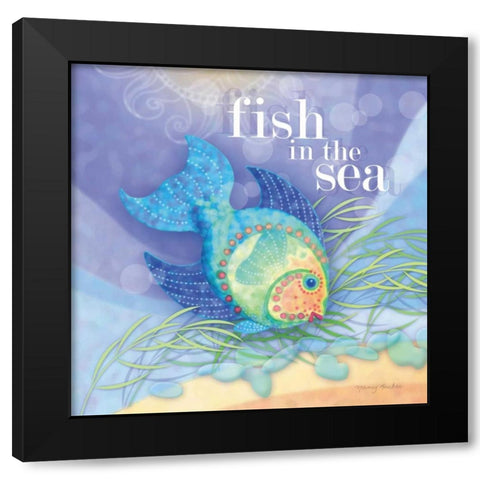 Fish in the Sea Black Modern Wood Framed Art Print by Archer, Nancy