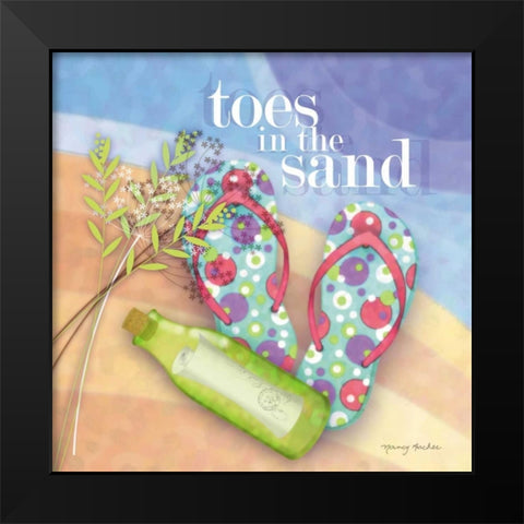 Toes in the Sand Black Modern Wood Framed Art Print by Archer, Nancy