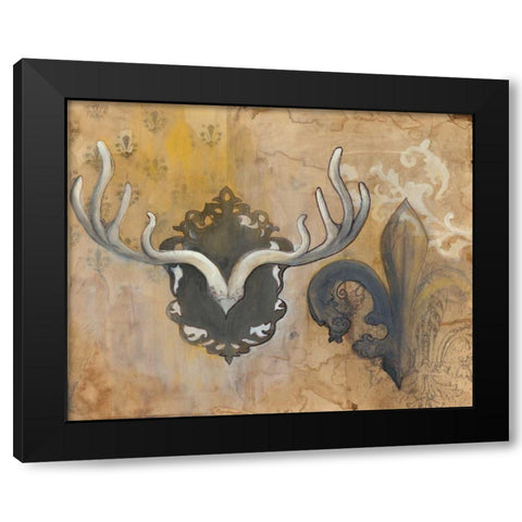 Antlers Black Modern Wood Framed Art Print with Double Matting by Adkin, Arielle