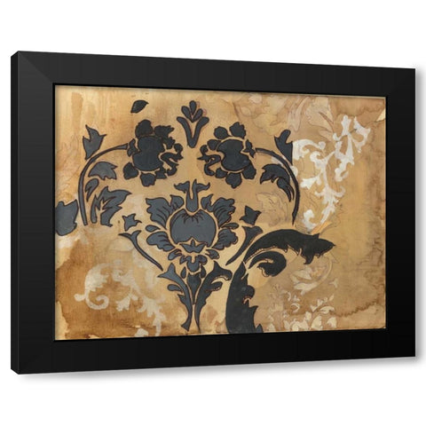Black Damask Black Modern Wood Framed Art Print with Double Matting by Adkin, Arielle