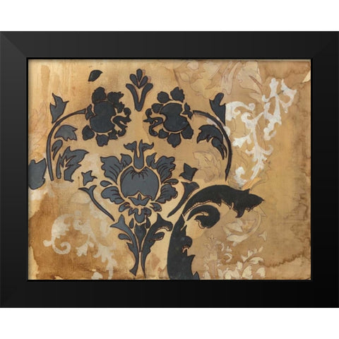 Black Damask Black Modern Wood Framed Art Print by Adkin, Arielle