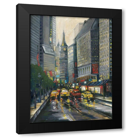 City Street I Black Modern Wood Framed Art Print with Double Matting by Adams, J.
