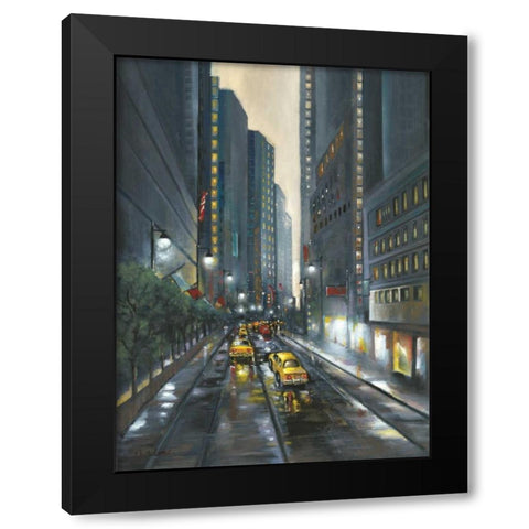 City Street II Black Modern Wood Framed Art Print with Double Matting by Adams, J.