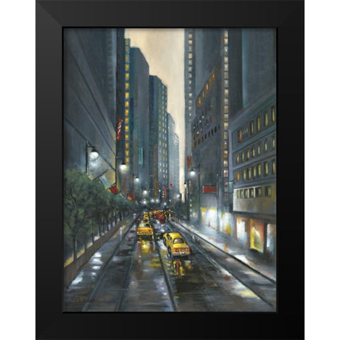 City Street II Black Modern Wood Framed Art Print by Adams, J.