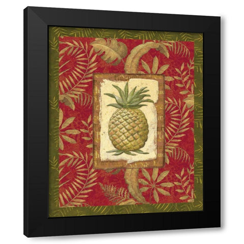 Exotica Pineapple Black Modern Wood Framed Art Print by Audrey, Charlene