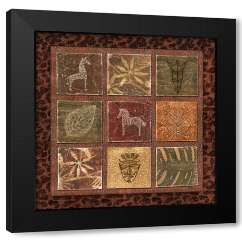 Tribal Collage I Black Modern Wood Framed Art Print with Double Matting by Audrey, Charlene