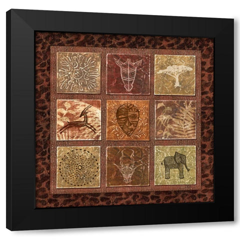 Tribal Collage II Black Modern Wood Framed Art Print with Double Matting by Audrey, Charlene