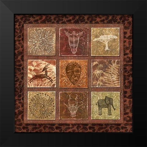 Tribal Collage II Black Modern Wood Framed Art Print by Audrey, Charlene