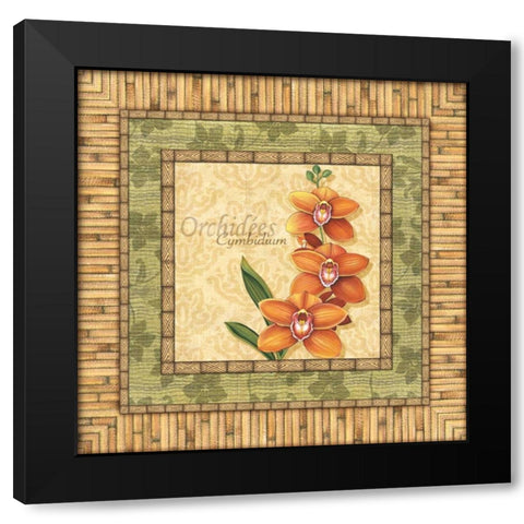 Bright Orchids II Black Modern Wood Framed Art Print with Double Matting by Audrey, Charlene