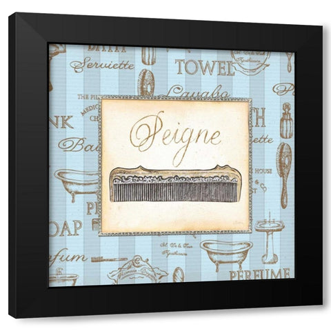 Bleu Beaute Feminine I Black Modern Wood Framed Art Print with Double Matting by Audrey, Charlene