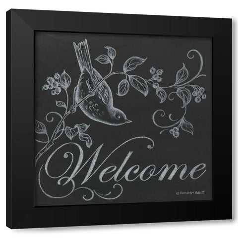 Bird Welcome Black Modern Wood Framed Art Print with Double Matting by Babbitt, Gwendolyn