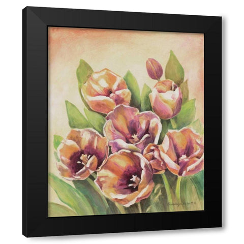 Purple Tulips II Black Modern Wood Framed Art Print with Double Matting by Babbitt, Gwendolyn