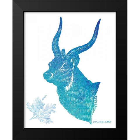 Indigo and Teal Deer II Black Modern Wood Framed Art Print by Babbitt, Gwendolyn